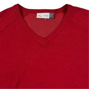 KJUS Wool Silk Cashmere Golf V-Neck Sweater Pullover Red Preppy Men’s 52/Large